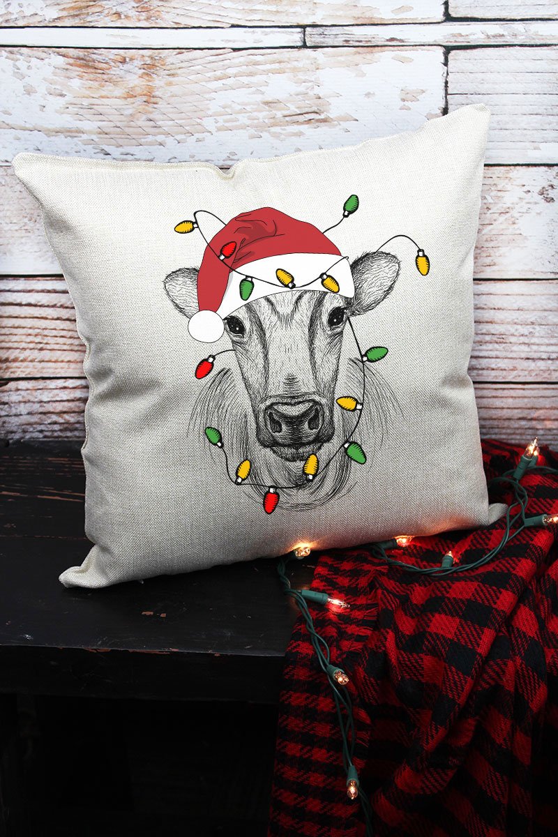 COW CHRISTMAS DECORATIVE PILLOW COVER