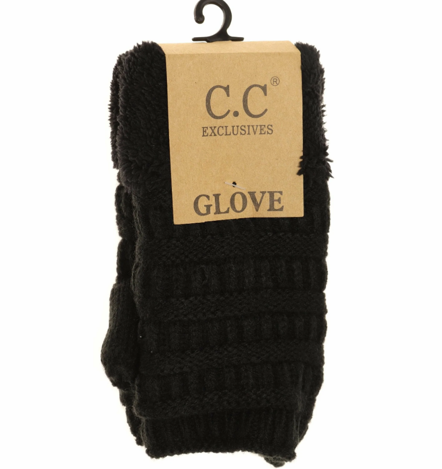 CC Beanie -Fingerless Sherpa Lined Gloves