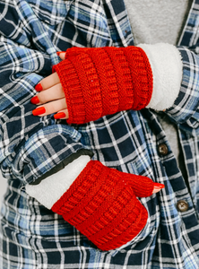 CC Beanie -Fingerless Sherpa Lined Gloves