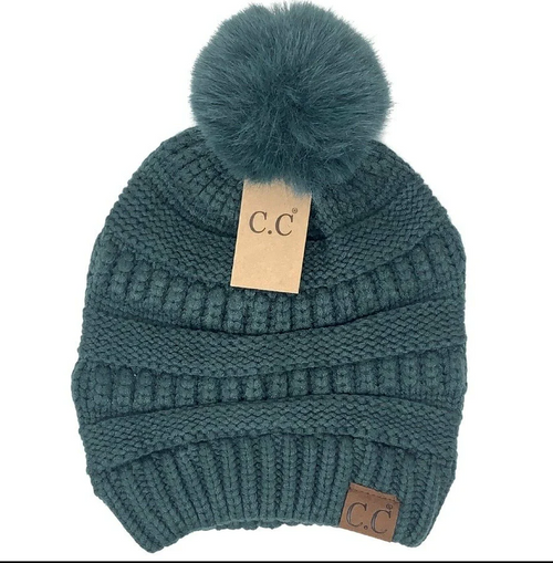 CC Beanie - Super Soft Matching Fur Pom Beanie