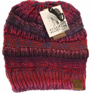 CC Beanie - Multi Color Cable Knit Beanie Tail