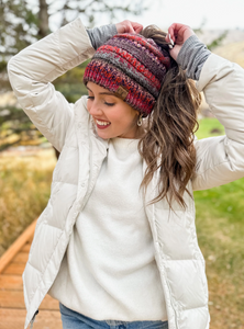 CC Beanie - Multi Color Cable Knit Beanie Tail