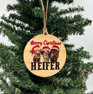 Merry Christmas Heifer Ornament