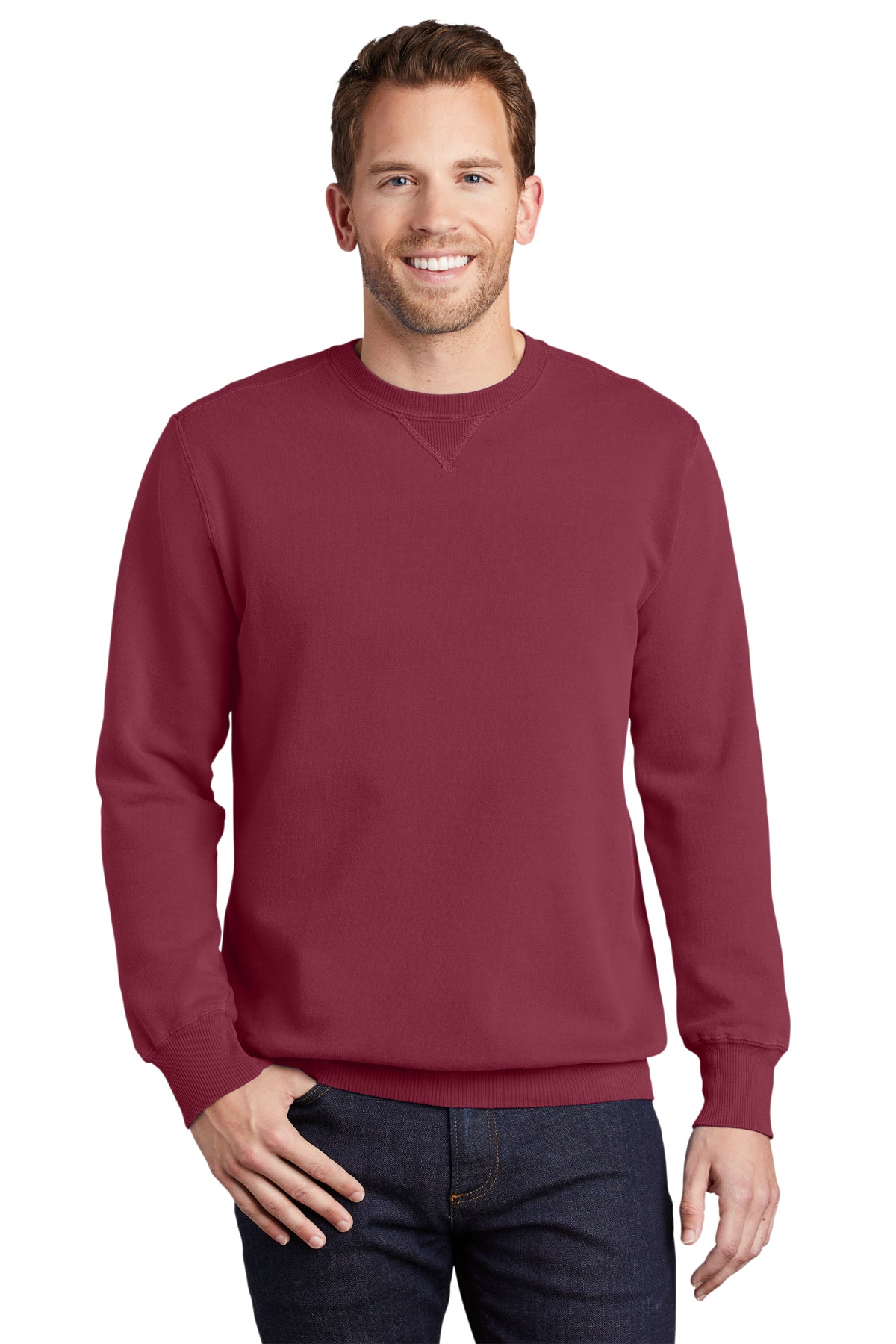 Port & Co PC098 Beach Wash Garment-Dye Sweatshirt - Merlot