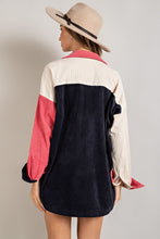 Load image into Gallery viewer, Extended Color Block Corduroy Pocket Shacket
