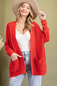 Ribbed Knit Open Front Cardigan