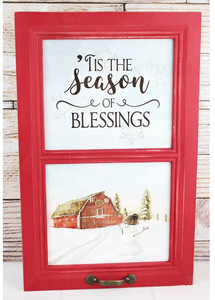 23.5 X 15 'SEASON OF BLESSINGS' BARN WINDOW WALL DECOR