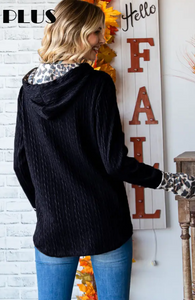 Cable Knit Sweatshirt with Animal Contrast