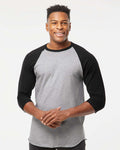 Tultex 245 Jersey Raglan - Heather Grey/Black