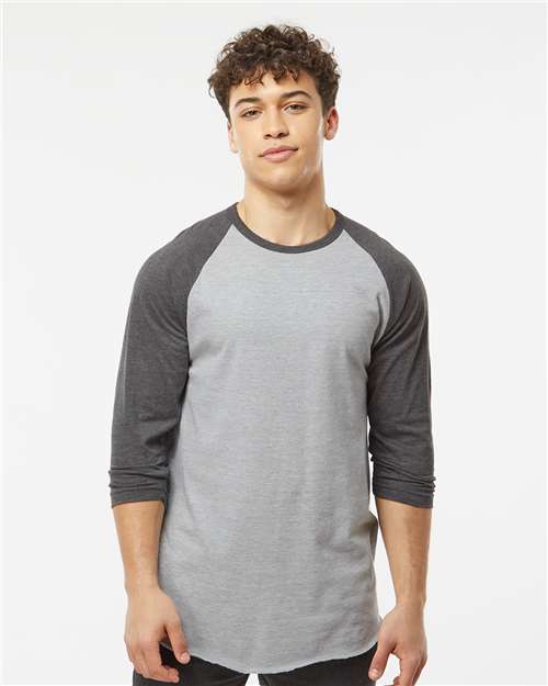 Tultex 245 Jersey Raglan - Heather Grey/Heather Charcoal