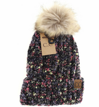 Load image into Gallery viewer, CC Beanie - Fuzzy Lined Popcorn Confetti Fur Pom Beanie
