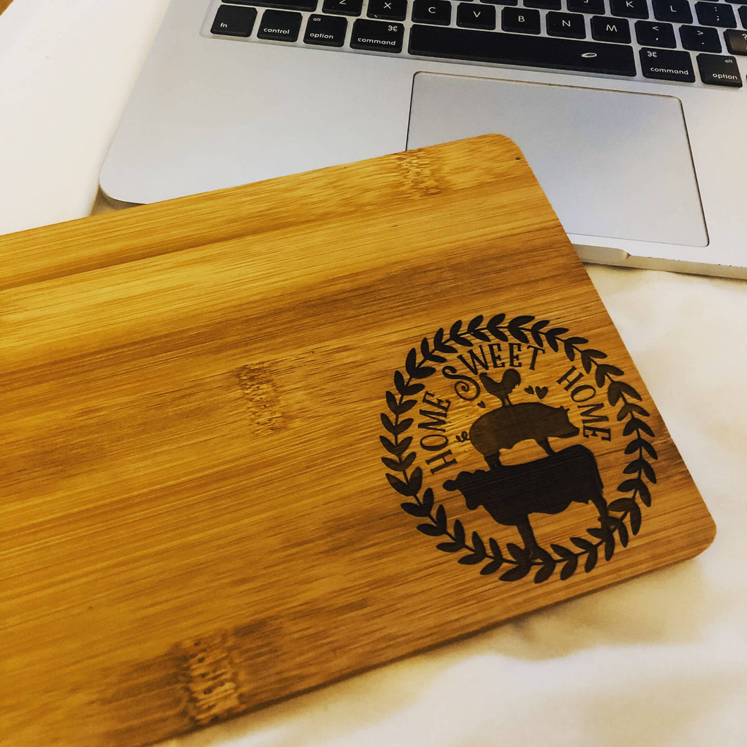 Home Sweet Home Farmhouse Style Engraved Bamboo Cutting Board