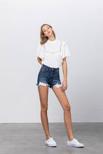 Load image into Gallery viewer, High Waist Lace Lining Denim Shorts
