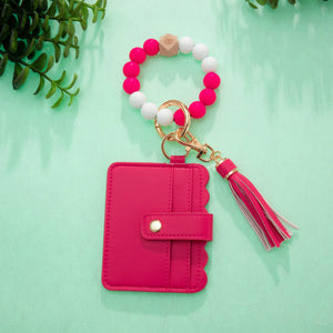 Silicone Wristlet Wallet Keychain - Cute Card Holder (Meg)