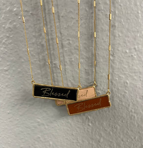 Blessed Gold Chain Block Color Necklace