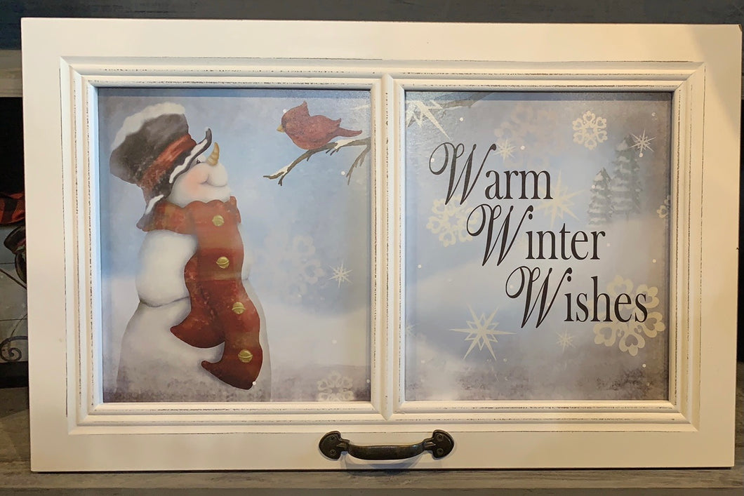 15 x 23.5 Warm winter wishes Snowman Window Wall Decor