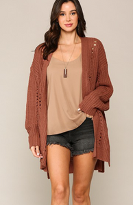 Rose Clay Solid Knit Cardigan